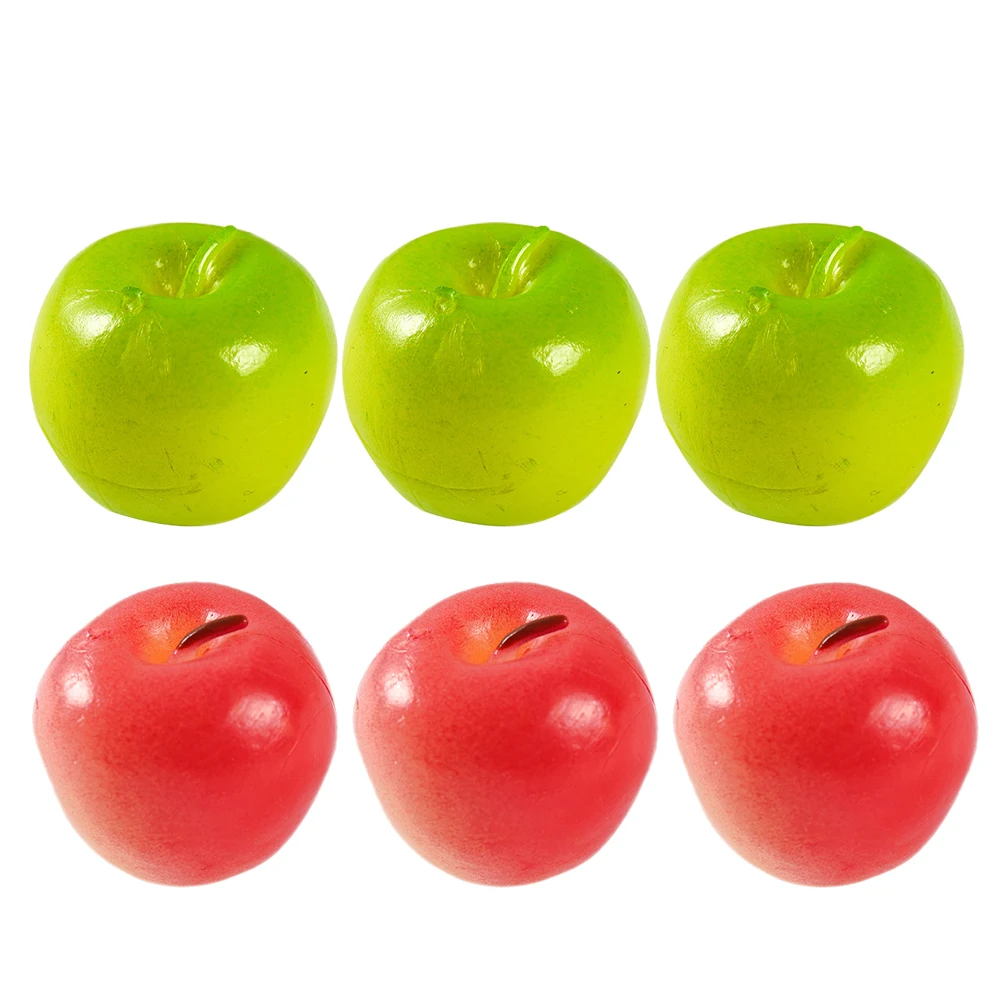 

6 Pcs Mini Apple Toys Lifelike Fake Fruits Decorative Models Small PVC Realistic Shape Color Photo Props Household nament