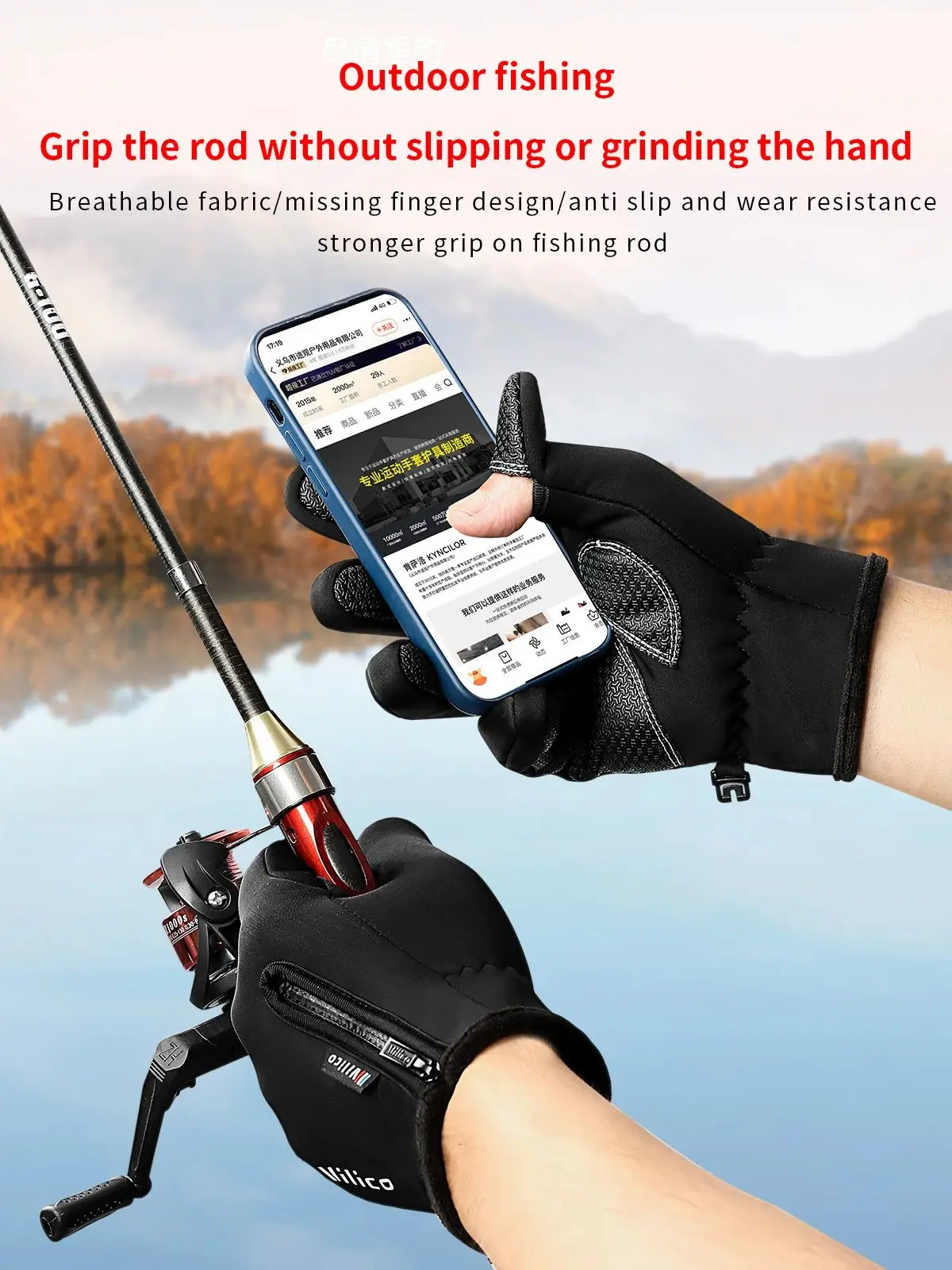 AliExpress Fezrgea Winter Warm Outdoor Riding Bike Fishing Polar Fleece Gloves Exposed Two-finger Touch Screen Non-slip Waterproof Unisex New Glove