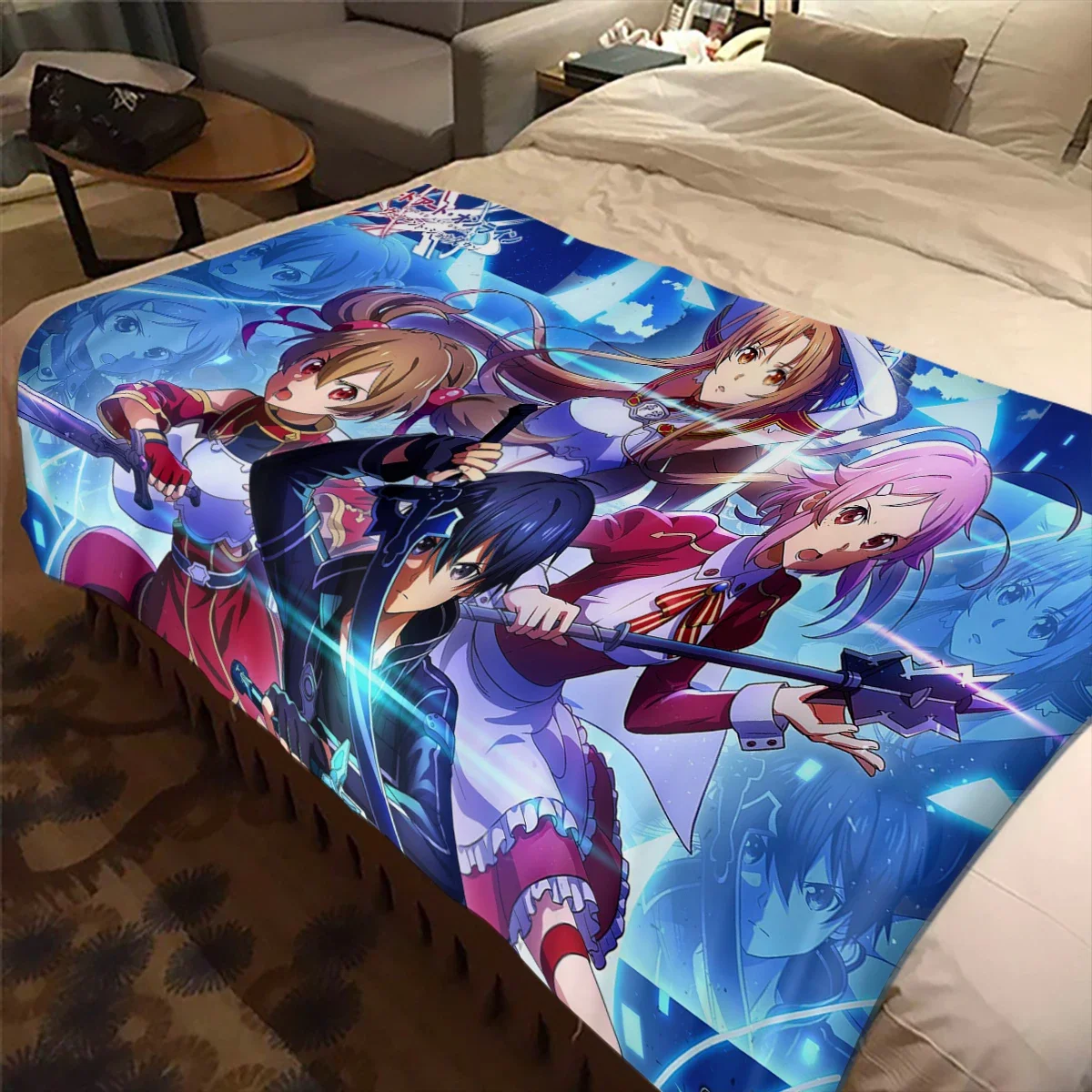 Japanese Anime Cartoon Sword Art Online Blanket Children's Blanket High Quality Flannel Soft and Comfortable Home Travel Blanket