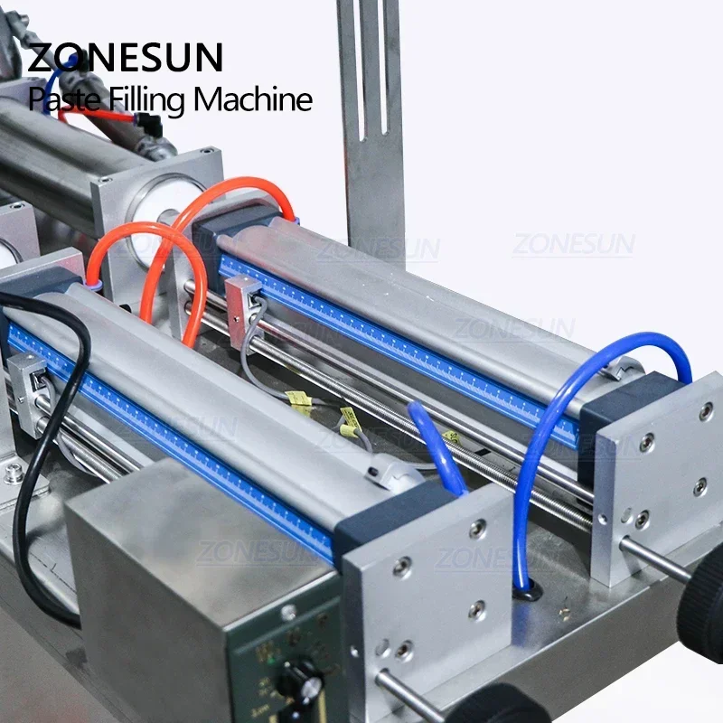 ZONESUN 2 Heads Semi Automatic Pepper Chili Sauce Honey Cream Paste Filling Machine Can Filler Machinery With Mixing Function