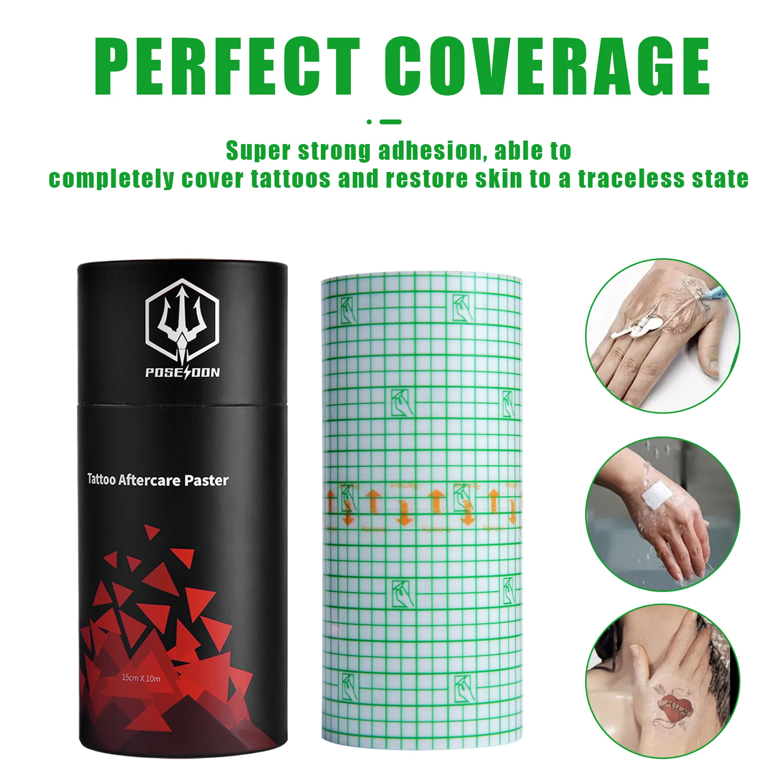 

10m POSEIDON Waterproof Tattoo Film 1 Roll Aftercare Protective Skin Healing Tattoo Adhesive Bandage Repair Tattoo Accessories