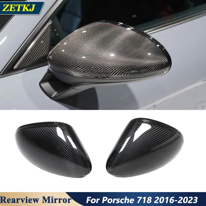 

ZETKJ High Quality Carbon Fiber Dry Carbon Durable Body Kit Rearview Mirror Shell Points For Porsche 718 2016-2023