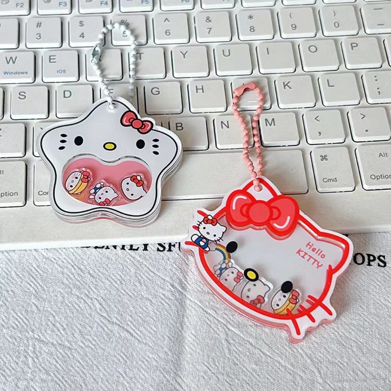 

Kawaii Hello Kitty Shake Keychain Anime Sanrios Cartoon Anime Girly Heart New Car Ornament Pendant Acrylic Keyring Gifts Toys
