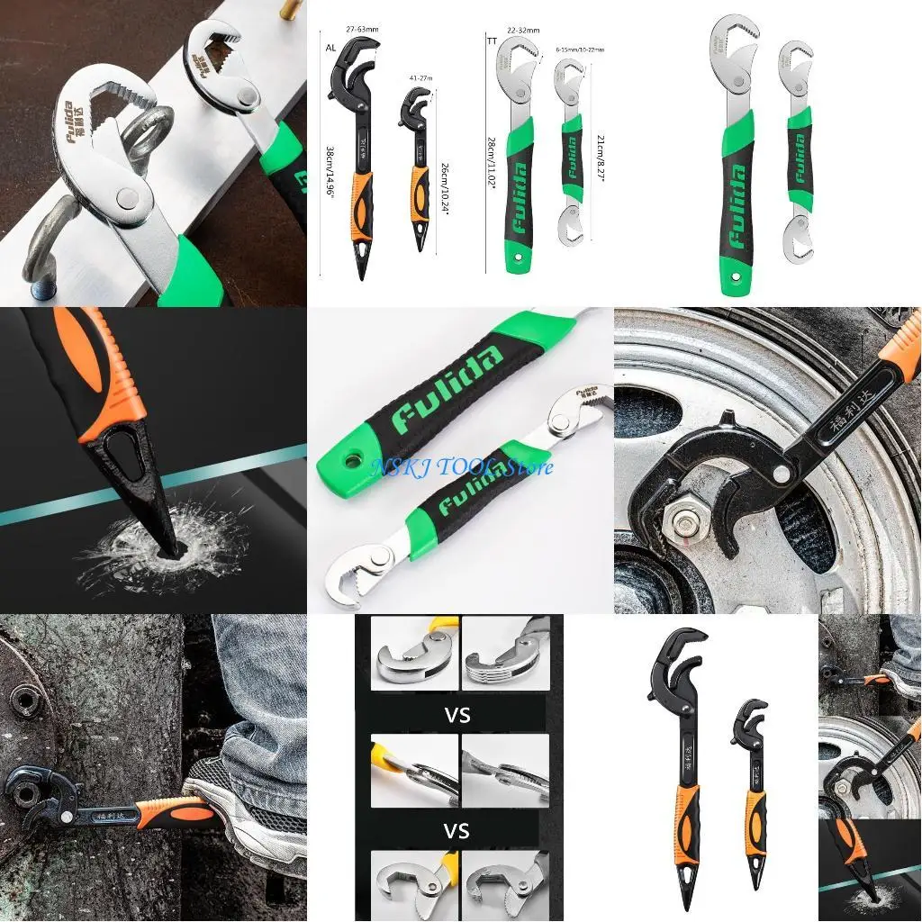 

L8RC 2Pcs Universal Wrench Multifunctional Opening Wrench Adjustable Ratchet Spanner