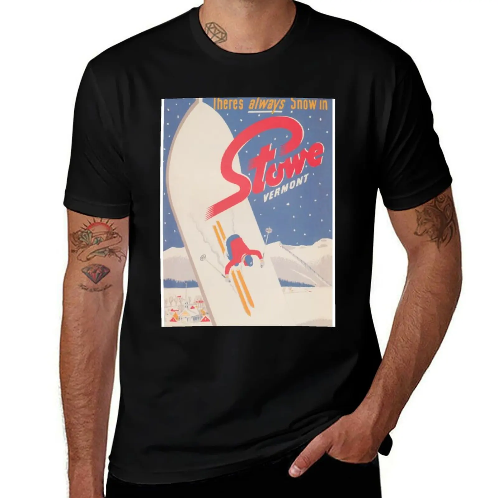 Stowe Vermont Vintage Ski Travel Poster. T-Shirt t shirts for man graphic funny T-Shirt