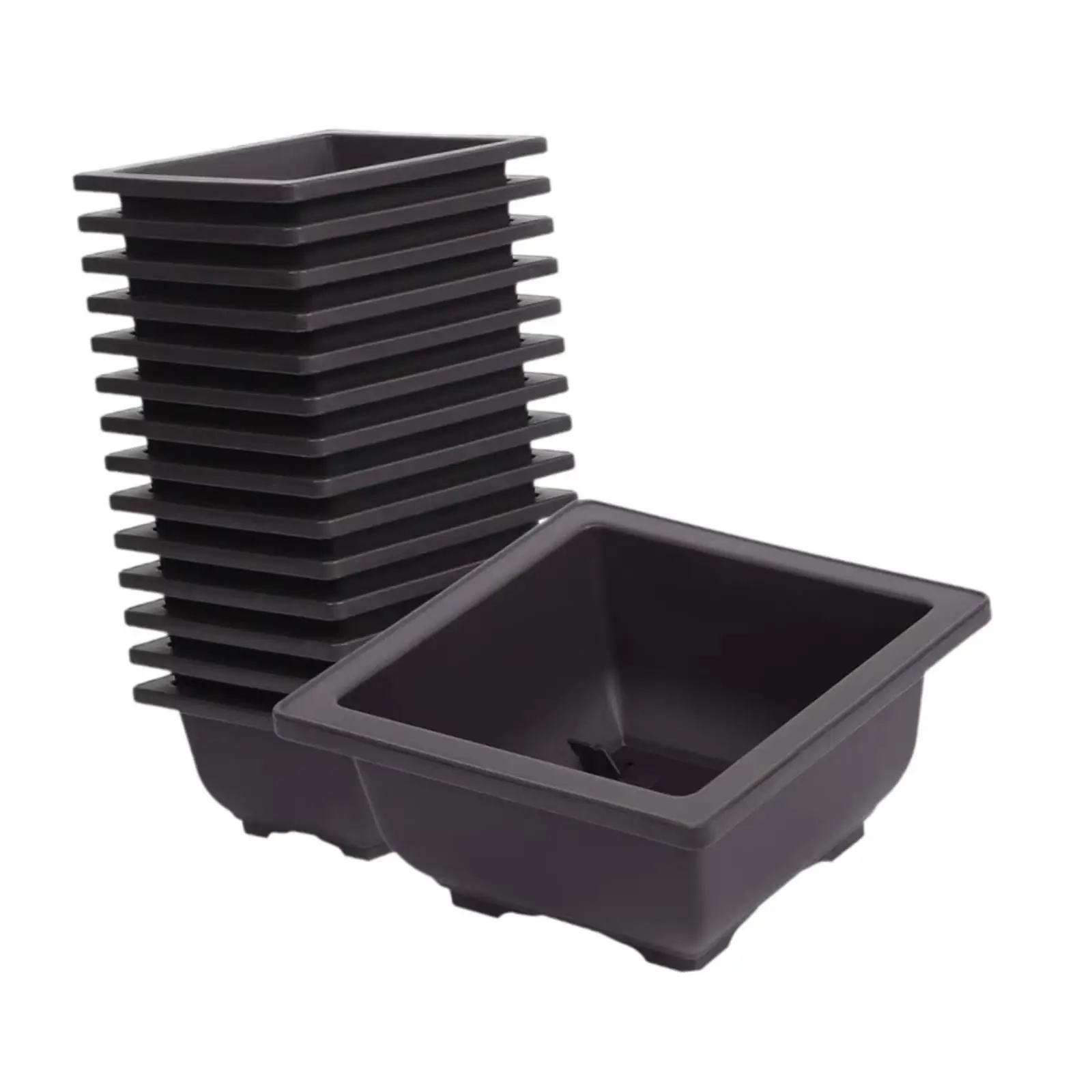 15x Flower Pots Containers Square Multipurpose Simple Plant Pots Flowerpots for Patio Courtyard Office Yard Decoration