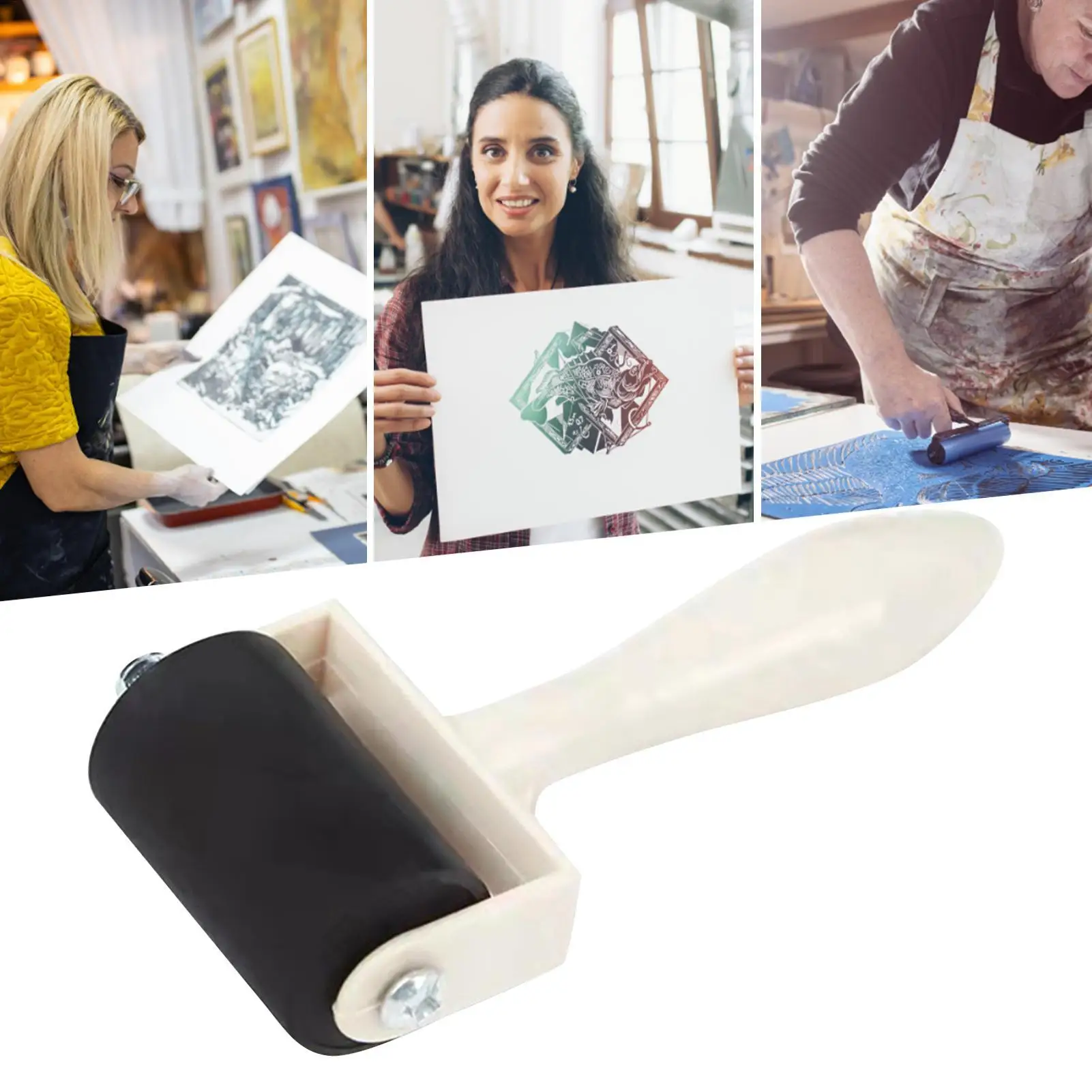 Ink Applicator Paint Brush Printmaking ink roller with wooden handle children art and craft printing tools Art Craft Oil Paintin