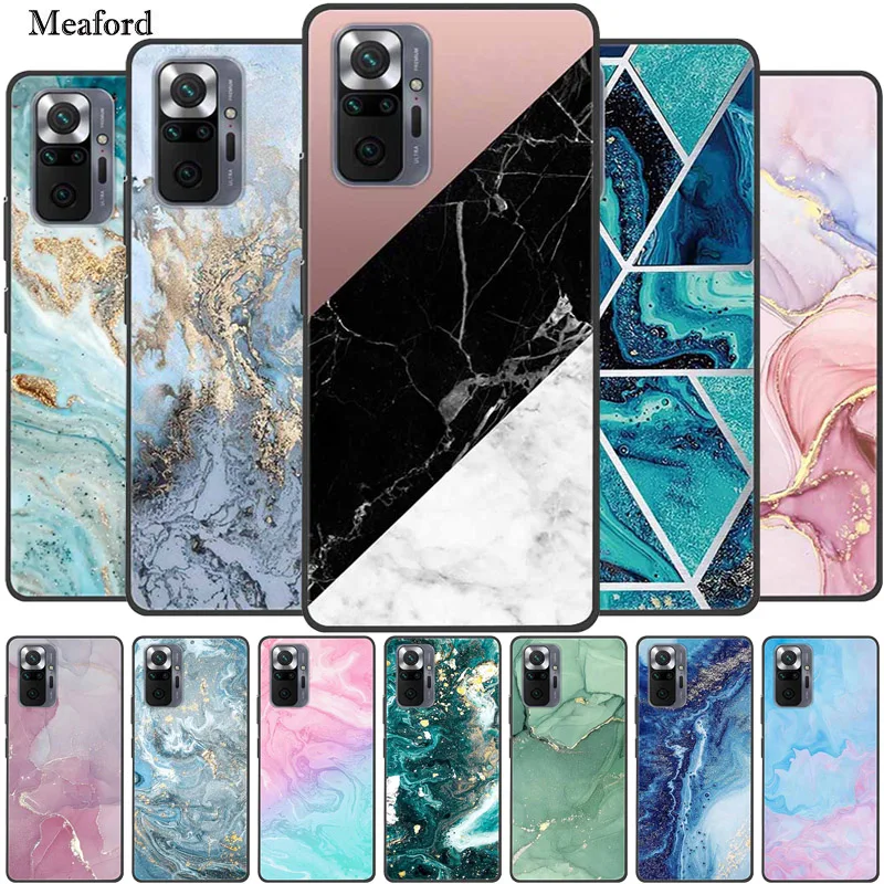 Para xiaomi redmi nota 10 pro mármore caso macio silicone telefone capa traseira para redmi nota 10s redmi note10 4g 5g pára-choques funda coque