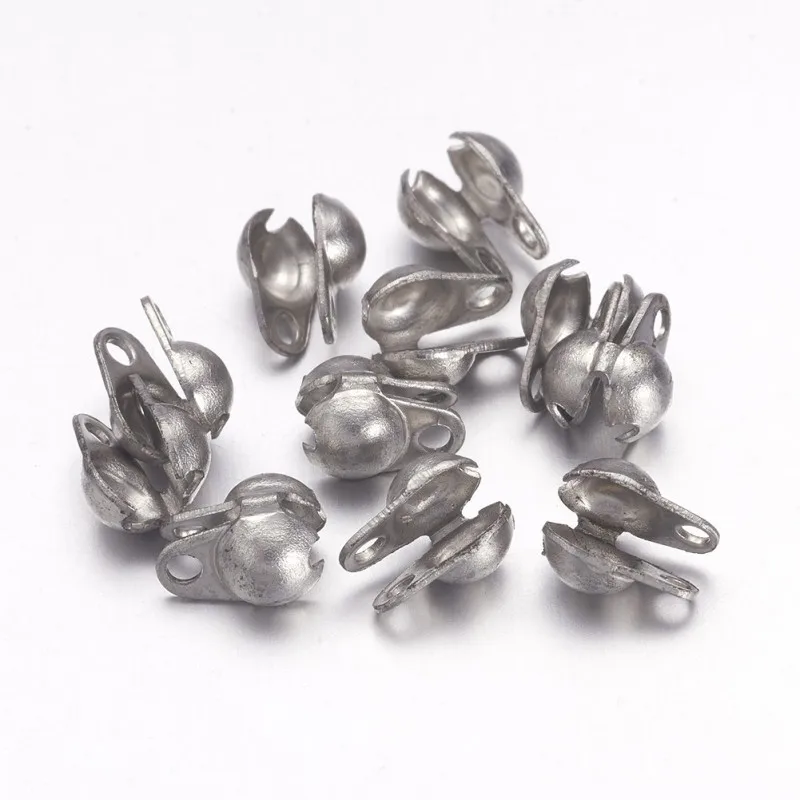 20~100Pcs 304 Stainless Steel Bead Tips Calotte Ends Clamshell Knot Cover Stainless Steel Color for Jewelry Making DIY