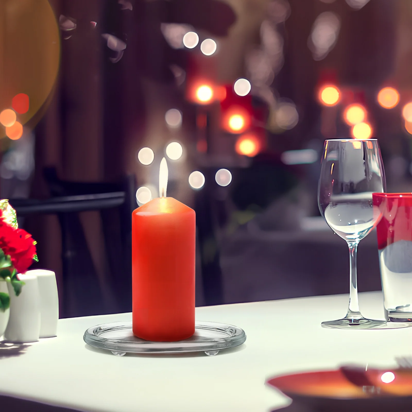 

3Pcs Glass Holder Tray Round Scented Plate for Wedding Banquet Party Home Decoration Home Decoration