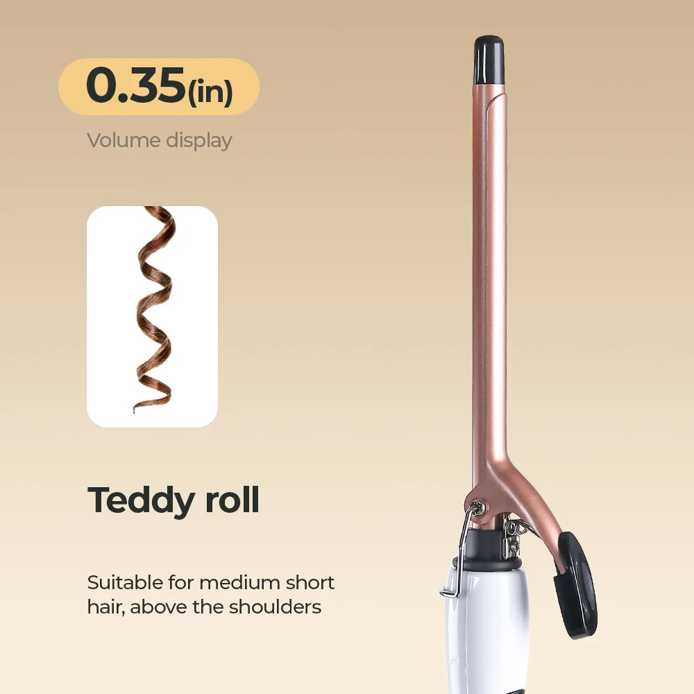 US Mini 9mm Curling Iron, Plug-in Tight Curling Wand, Portable Travel Size, Perfect for Kinky Curls & Corkscrew Curls