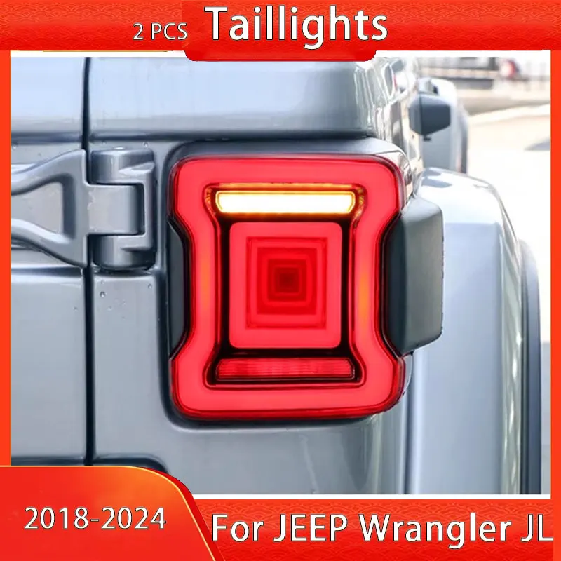 Car Tail Lamp forJeep Wrangler JL Tail Lights LED 2018-2024 Wrangler Rear Fog Brake Turn Signal Automotive Accessories