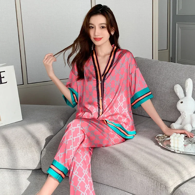 Sleepwear Women's Clothing Spring Fall Short Sleeve New Thin Home Colorful Loose Comfortable Breathable Casual Soft Simple