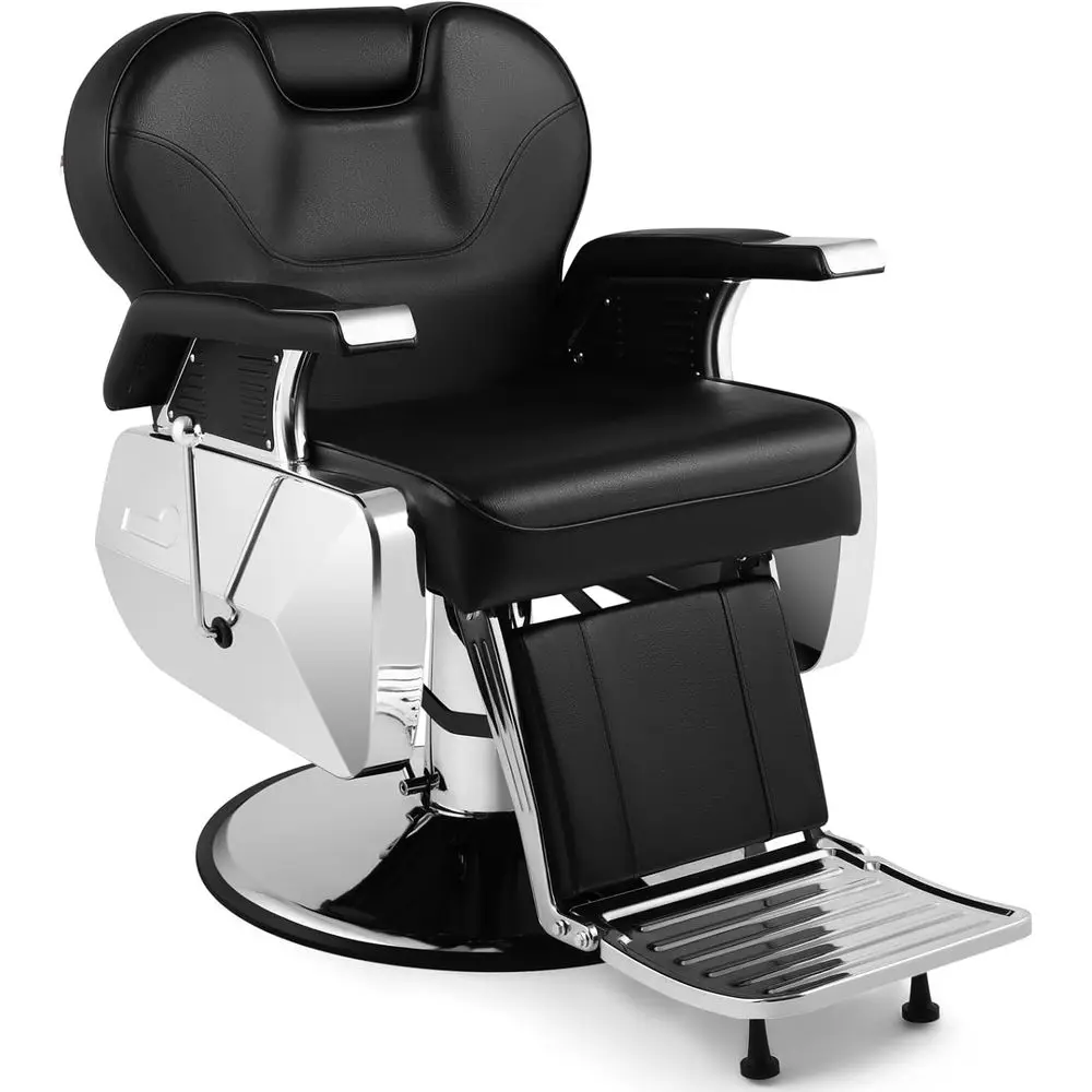 

Stylish 21 Hydraulic Chair with 450 lbs Capacity, 135° Recline for Tattoos & Makeup, Black/Silver