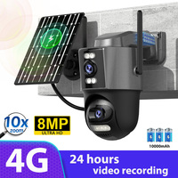 4G Solar Camera AOV 24 Hours Recording Triple Screen WIFI Camera 10x Zoom Human Detection Security PTZ Camara 4K Battery iCsee