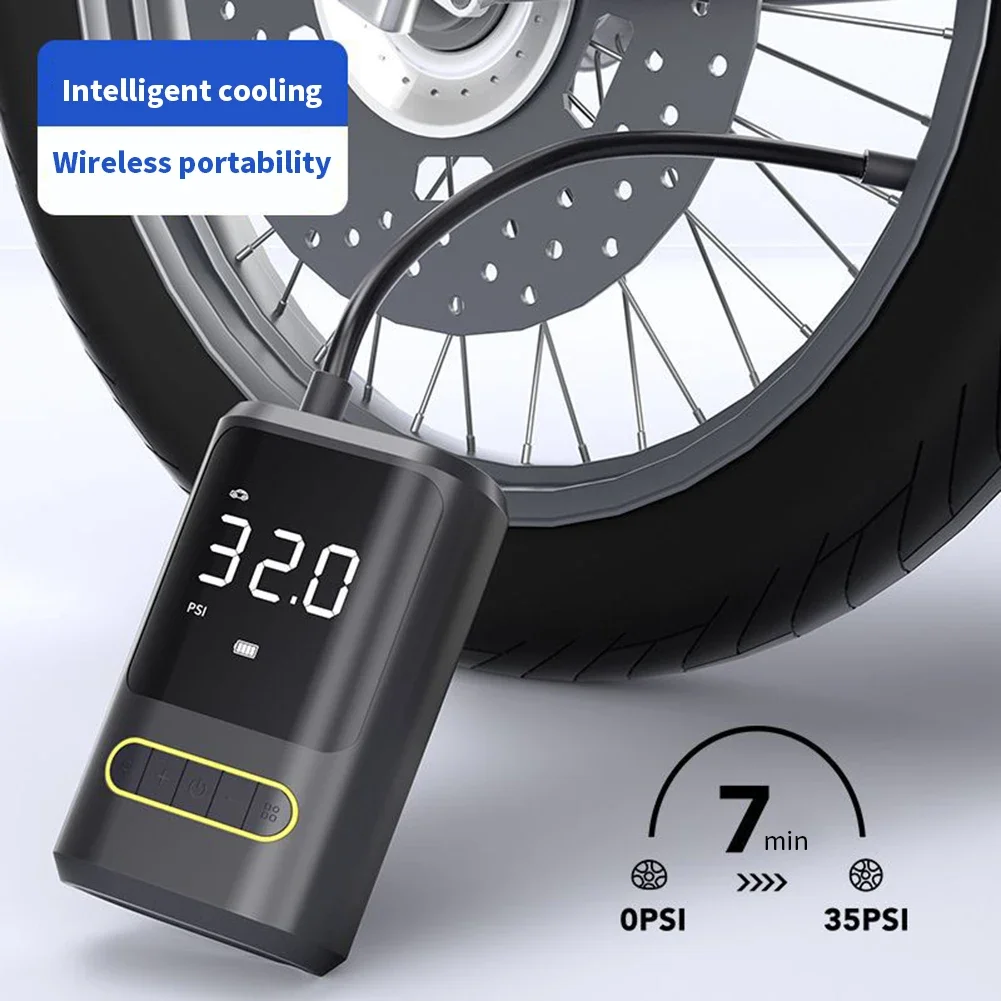 Portable Bicycle Tire Tyre Inflator Multi-purpose 150PSI Mini Auto Inflatable Air Pump USB Type-C Rechargeable 4000mAh Battery