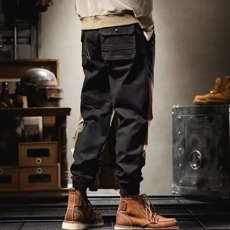 Khaki Cargo Pants for Men Work Wear Multi Pocket Grey Autumn Trousers Man Multipockets Aesthetic Emo Cheapest Y2k Long Baggy