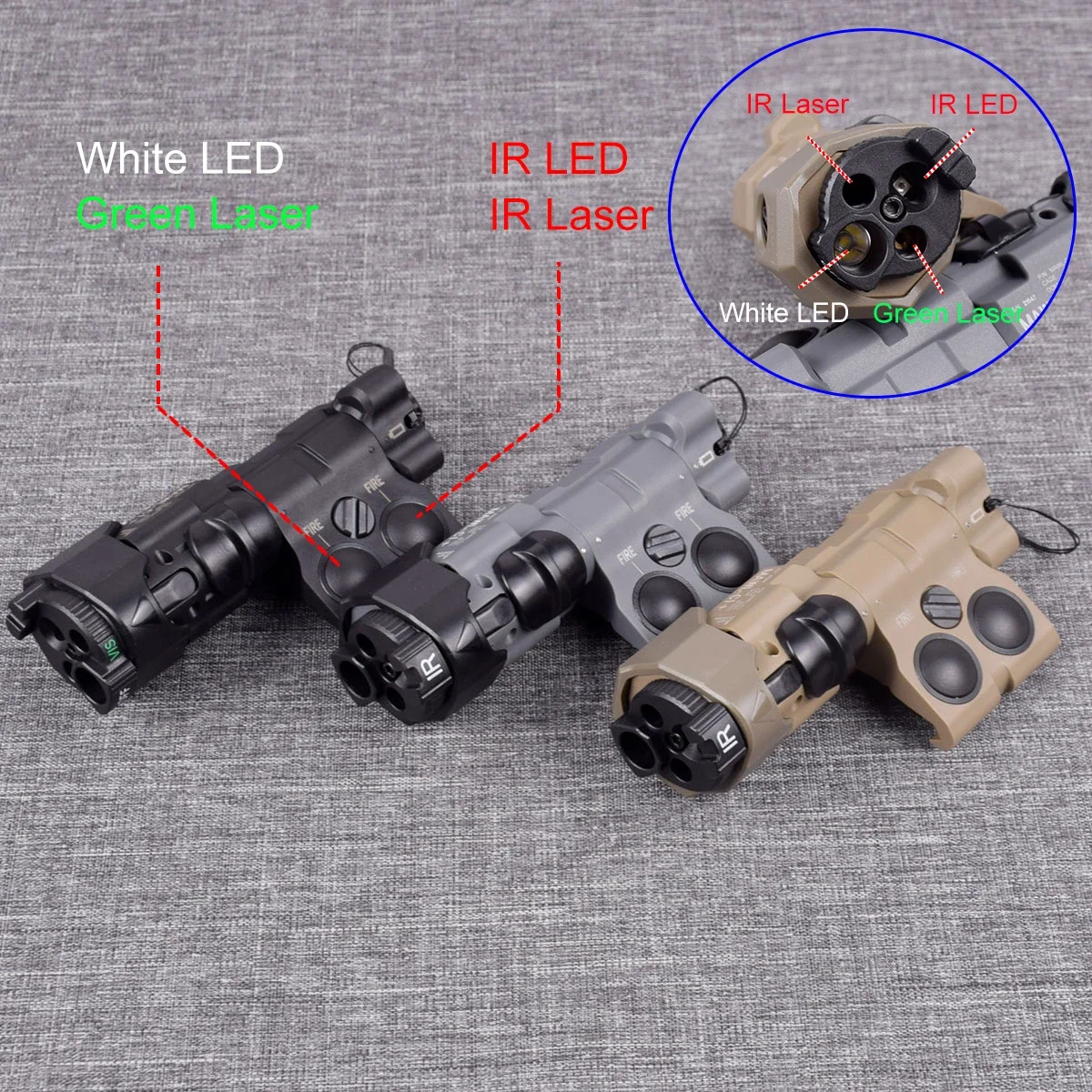 

Tactical NYLON MAWL C1 Red Green Blue Laser Airsoft New Mawl-C1 IR Visible White LED Aiming Indicator Weapon Flashlight