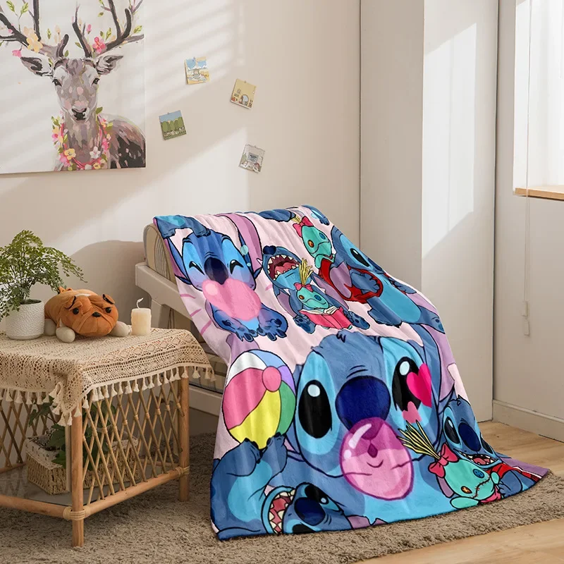 

MINISO Disney Cartoon Stitch Series Flannel Blanket 3D Printed Sofa Blanket Thick Cover Blanket The Best Gift for Napping