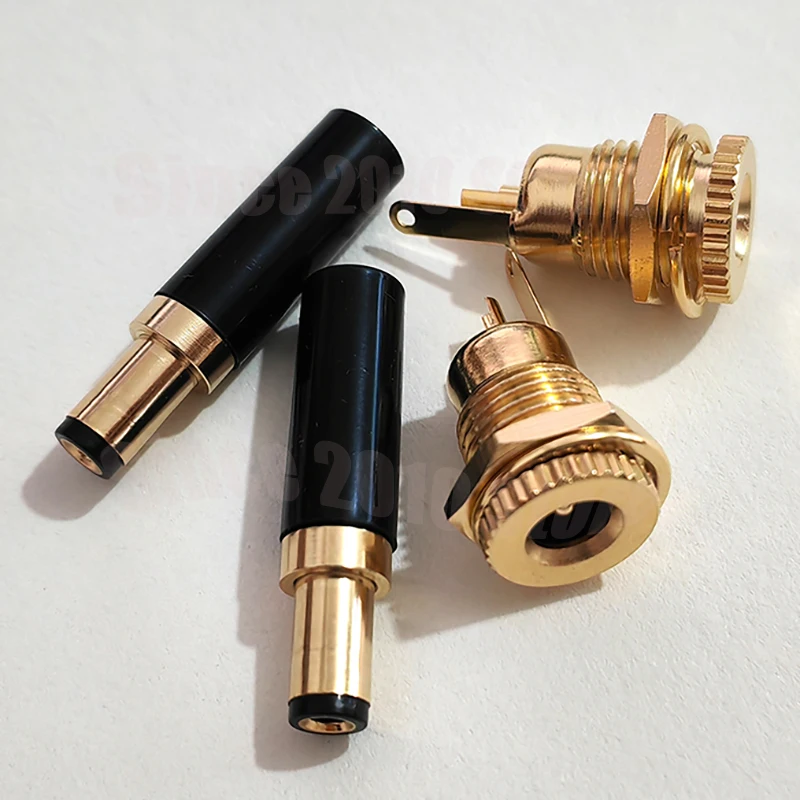 Cltgxdd 1 Stück Kupfer Vergoldeter DC5.5 * 2.1/2.5 DC099 20A Hochstrom-DC-Stromanschluss DIY Schweißdraht DC-Buchsenstecker – Detail 8