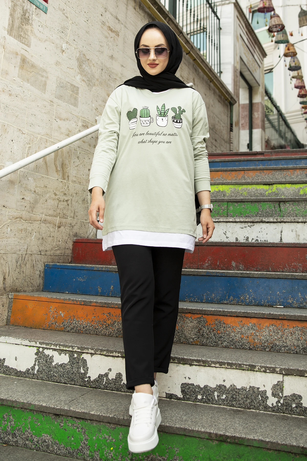 

Printed Sweat Tunik NY Mint