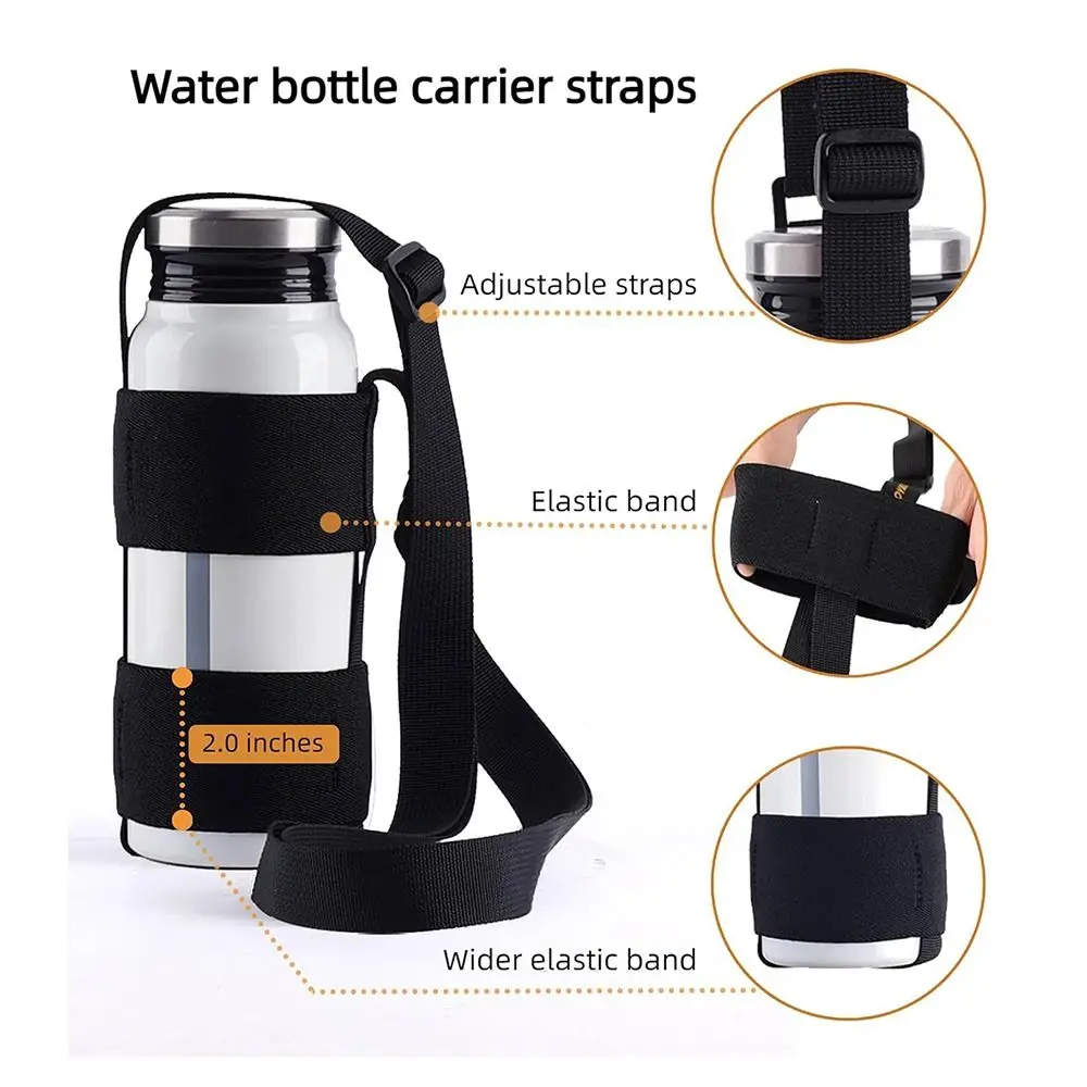 Portable Universal Water Bottle Carrier Sling Travel Elastic Bottle Shoulder Strap Adjustable Water Bottle Holder