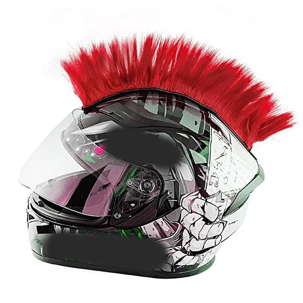 Helmet Wig Vibrant Color Helmet Decor Wig Detachable High Temperature Silk Bright Color Helmet Mohawk Cycling Riding Supplies
