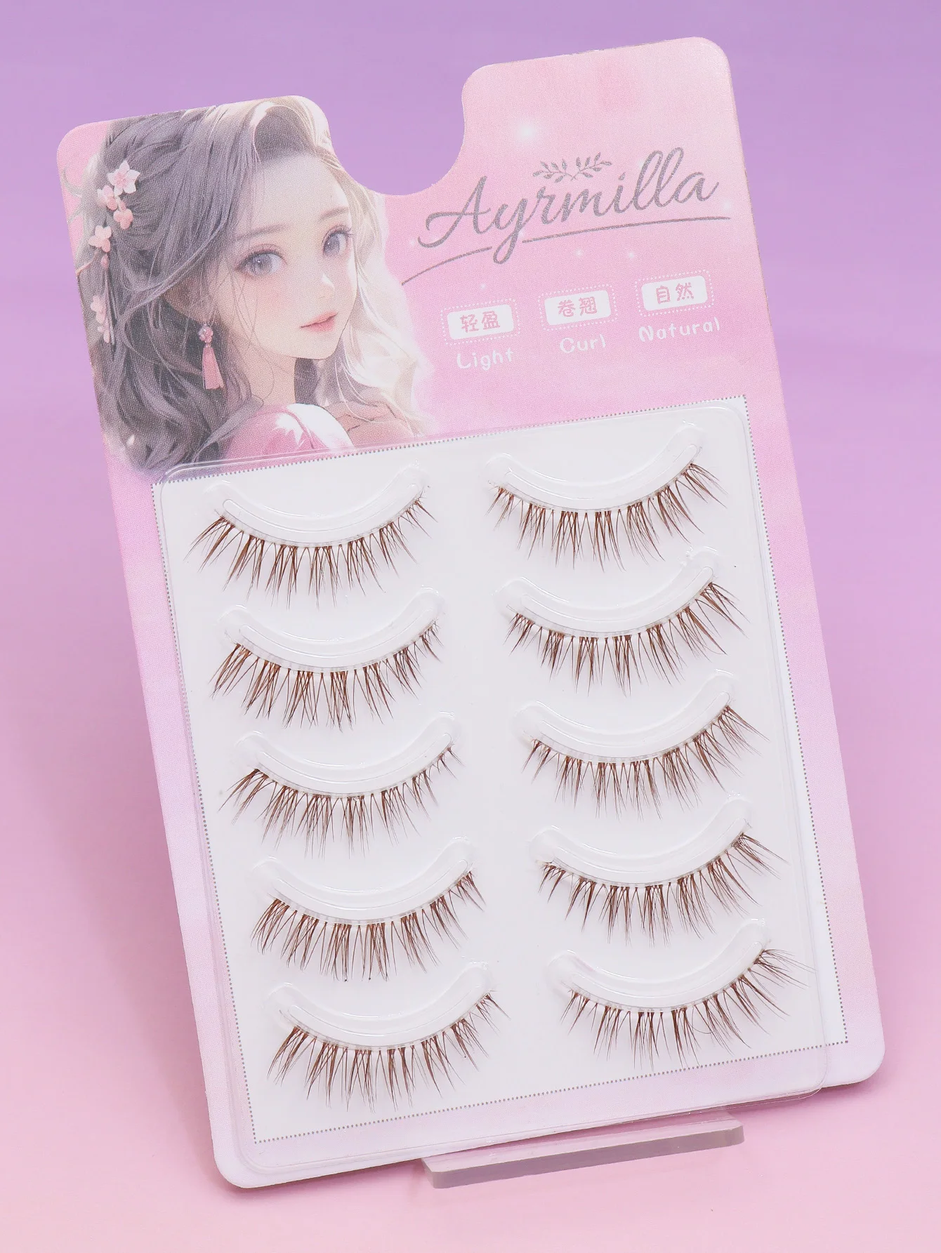 크리스마스 아름다운 갈색 여우 눈 5쌍, 가짜 속눈썹, 자연스러운 DIY 장난 만화, 물고기 꼬리 요정, 초미세 줄기 깃털