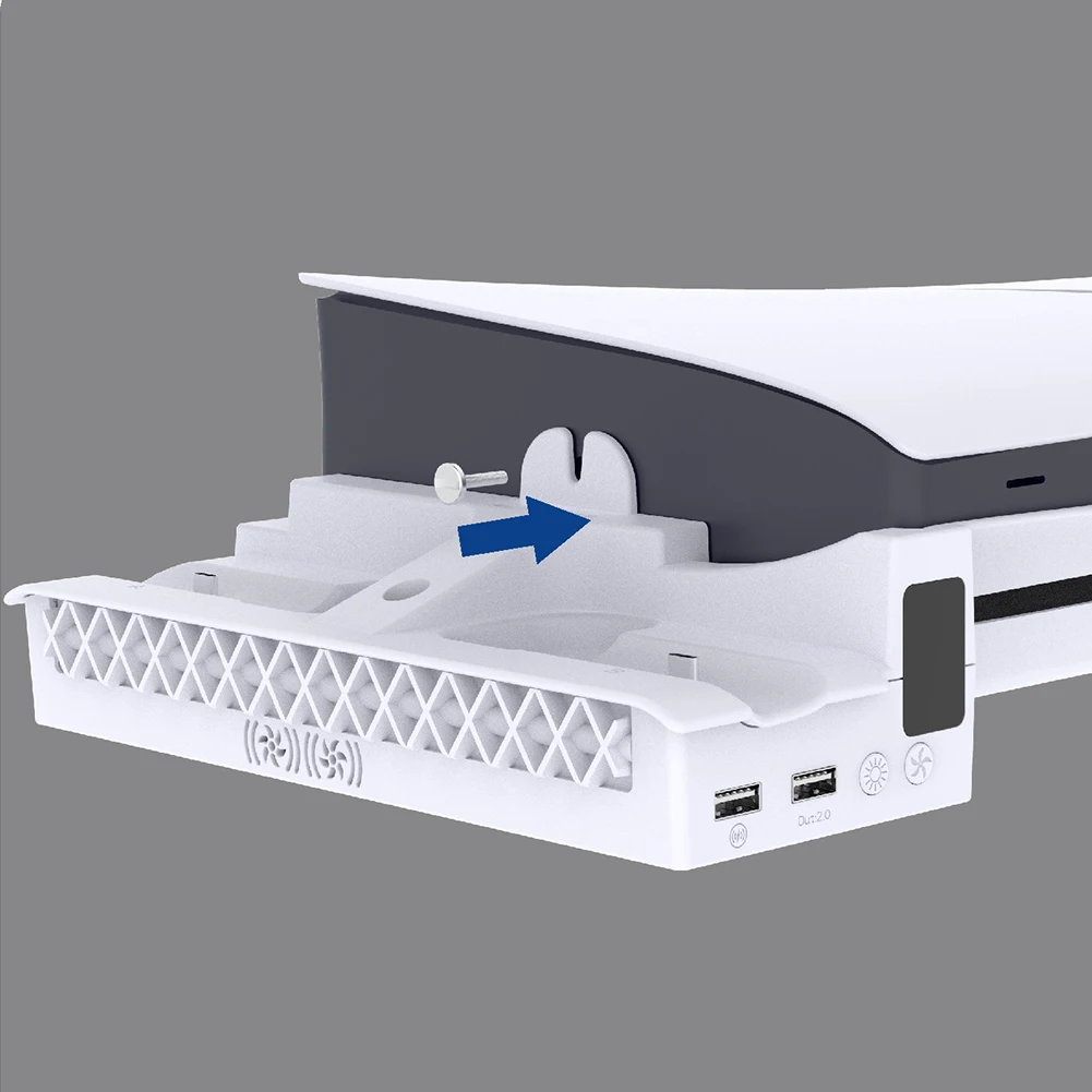 حامل أفقي مع حامل قاعدة شاحن وحدة التحكم لوحدة التحكم PS5 Slim لأقراص بلاي ستيشن 5 النحيفة والإصدارات الرقمية
