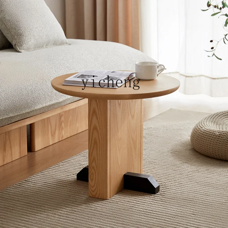 

Tqh Solid Wood Side Table Modern Minimalist Ash Small Tea Table Living Room round Small Table