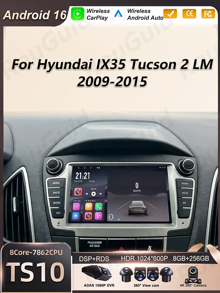 Android Auto autoradio voor Hyundai IX35 Tucson 2 LM 2009 - 2015 Carplay multimediaspeler autoradio BT Wifi 5G touchscreen DSP - afbeelding 2