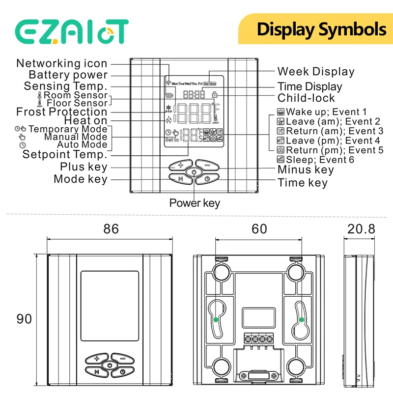 EZAIOT Tuya WiFi Thermostat intelligent batterie faible puissance eau gaz chaudière chauffage régulateur de température pour Alexa Google Home Alice