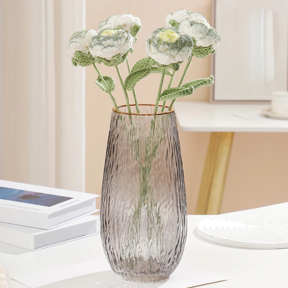 Celebration Floral Decoration Handwoven Rose Bouquet Home Decoration Cotton Thread Bouquet Artificial Plant Black