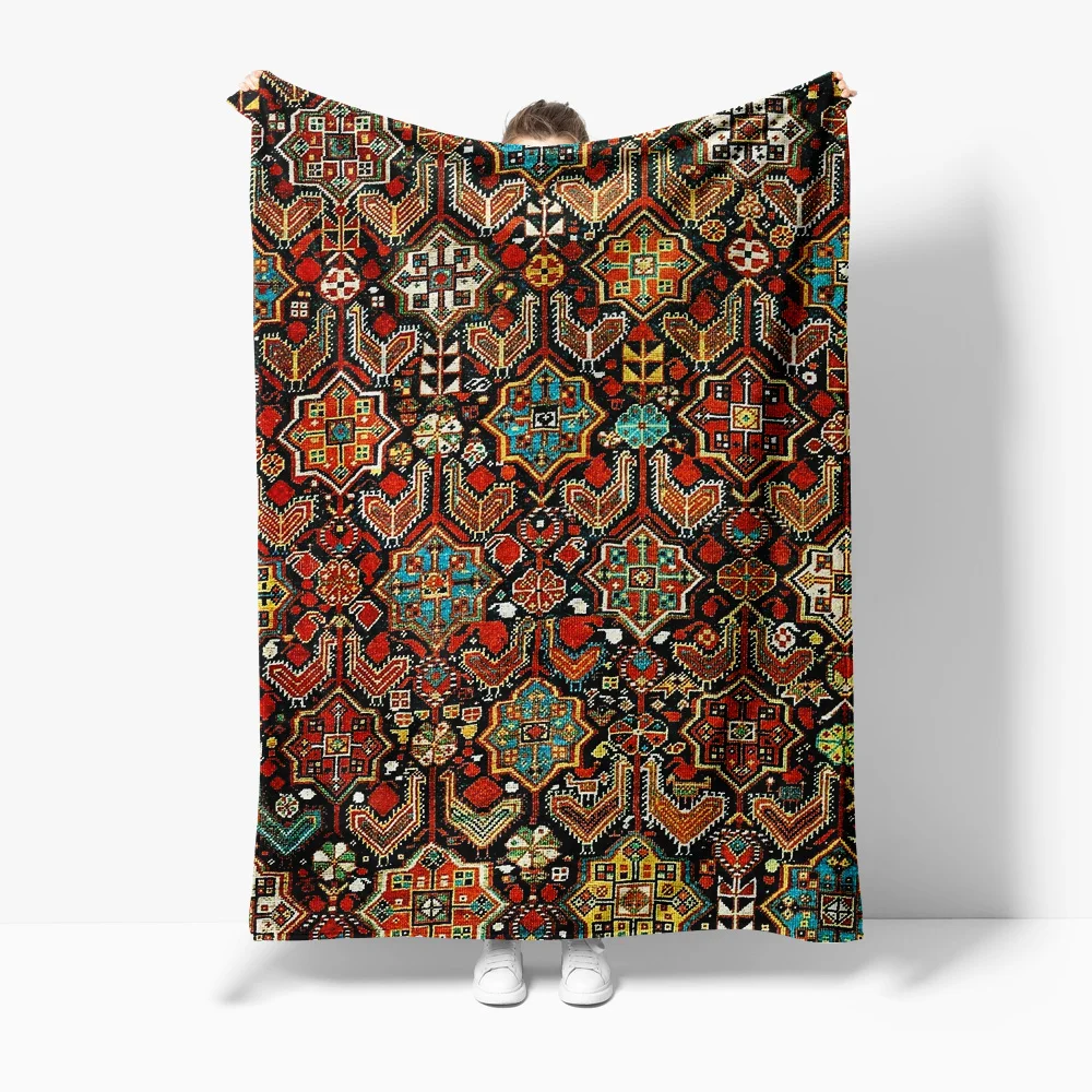Turkish Kilim Tribal Pattern Flannel printed blanket suitable for all seasons suitable for living room office sofa and travel