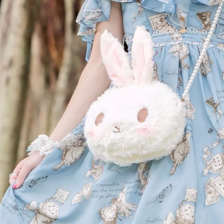 

Japanese Lolita Sweet Bag Cute Bunny Bag Pearl Messenger Rabbit Bag Sweet Girl Plush Bag Lolita Accessories Bear Bag Winter