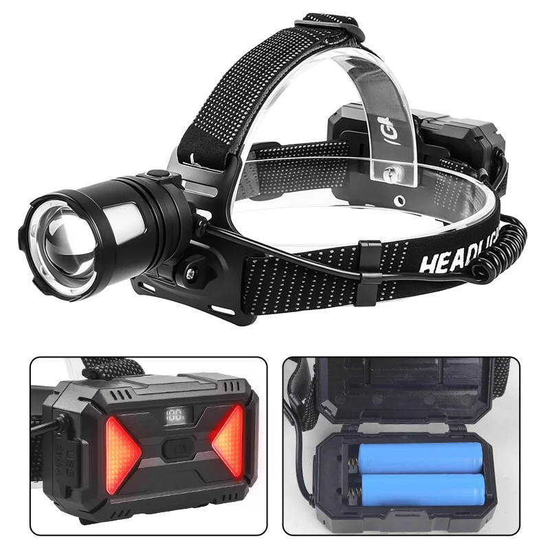 

1000000lm 800w Led Powerful Headlamp Usb Rechargeable Head Flashlight Xhp360 Led light Zoom Lamp Long Shot Head Lantern