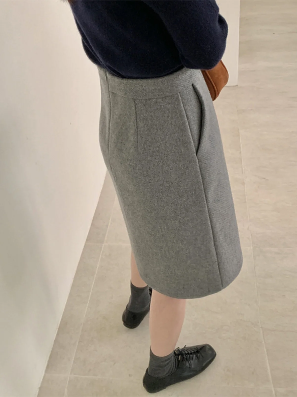 

Шерстяная юбка миди для женщин, с завышенной талией, А-силуэт, облегающая, на запах, повседневная, из полиэфирного волокна