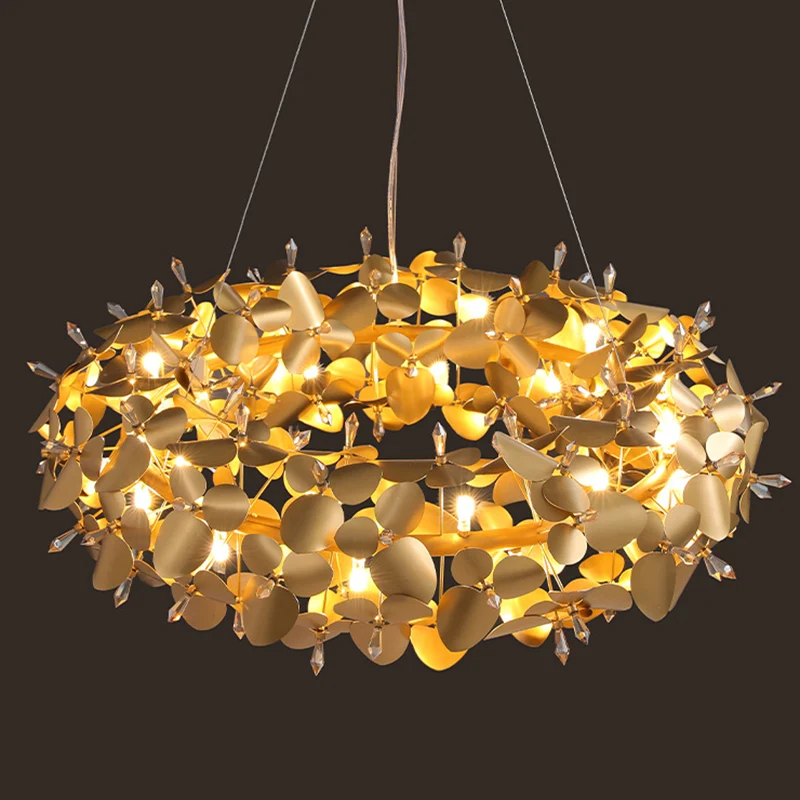 

Nordic firefly crystal Ceiling Chandelier For Living Room Dining Room Kitchen Island Hotel Lighting Fixture ring lustre