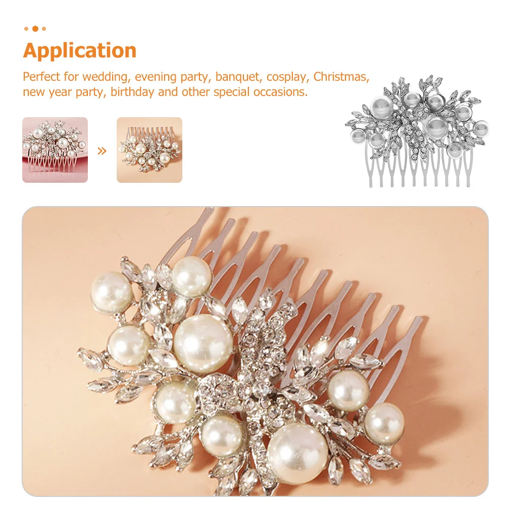 

Pearls Hair Comb Bridal Rhinestone Wedding Hair Accessory Elegant Side Comb for Bride Bridesmaid Party Banquet Christmas New