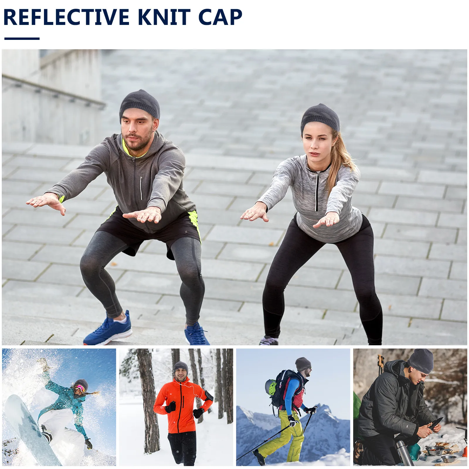 

Knitted Reflective Windproof Warm Hat Outdoor Sports Cap for Running Fishing Traveling Autumn Winter Reflective Knitted Hat
