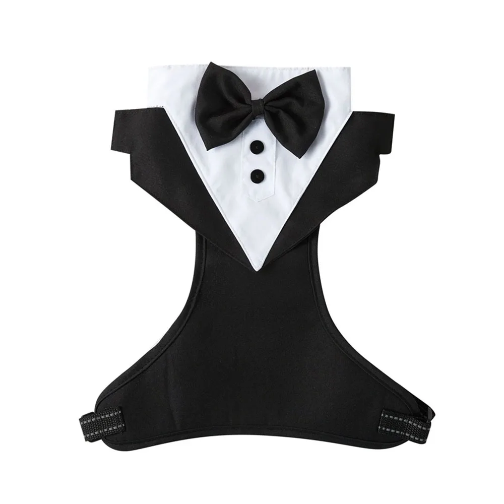 Adjustable Dog Tuxedo Harness Bow Tie 3