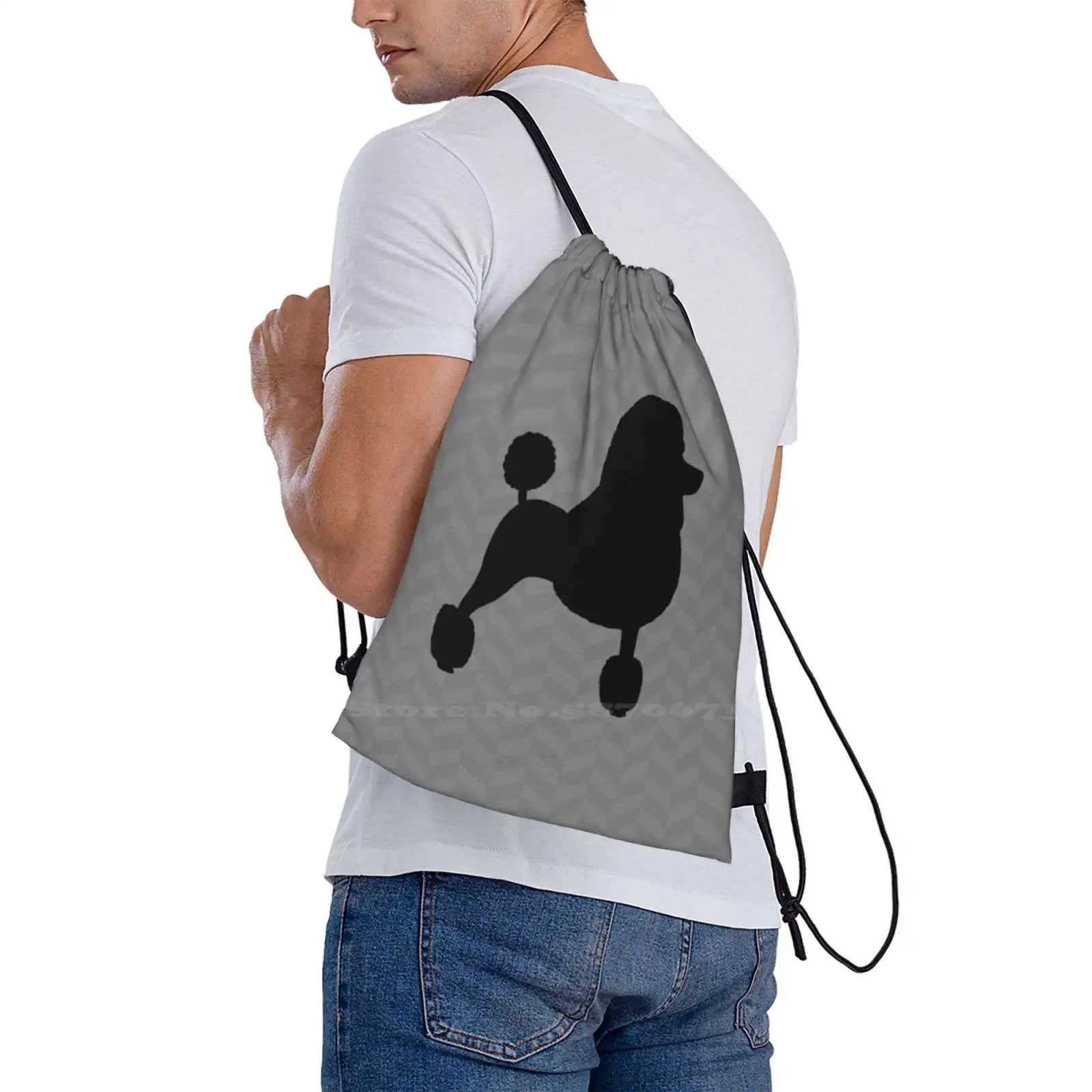 Black Standard Poodle Silhouette Backpack For Student School Laptop Travel Bag Black Poodle Black Standard Poodle Pets Animals