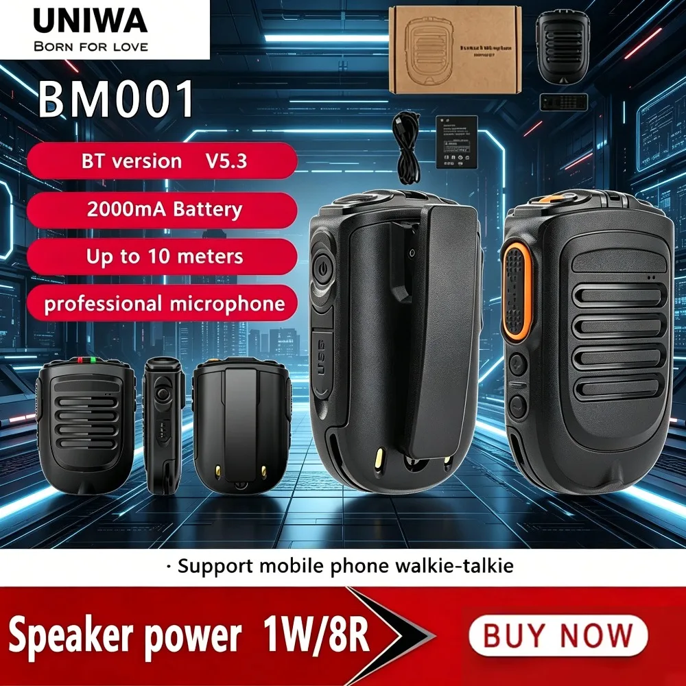 NEW UNIWA BM001 Zello Professional Walkie Talkie Apps BT Hand Microphone Support PPT Earphone Phone Group Switct SOS Button POC