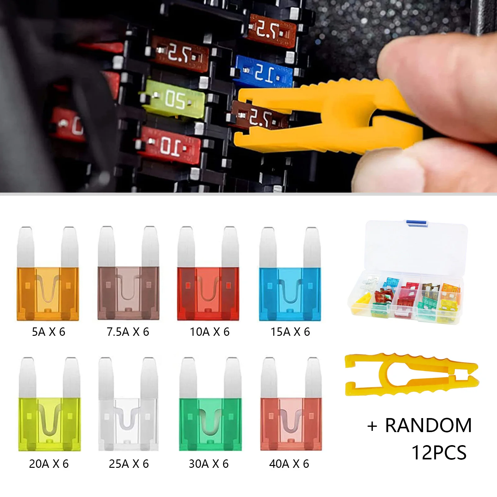 Car Fuses 5/7.5/10/15/20/25/30/40A with Box Clip Assortment Auto Blade Type Fuse Set Truck Auto Fuse Set for BMW VM Renault