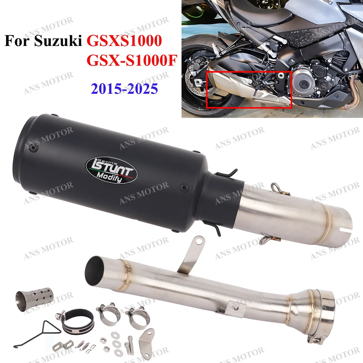 

Slip On For Suzuki GSXS1000 GSX-S1000F KATANA 1000 2015-2025 Motorcycle Exhaust Round Muffler Escape System GSXS1000 Exhaust