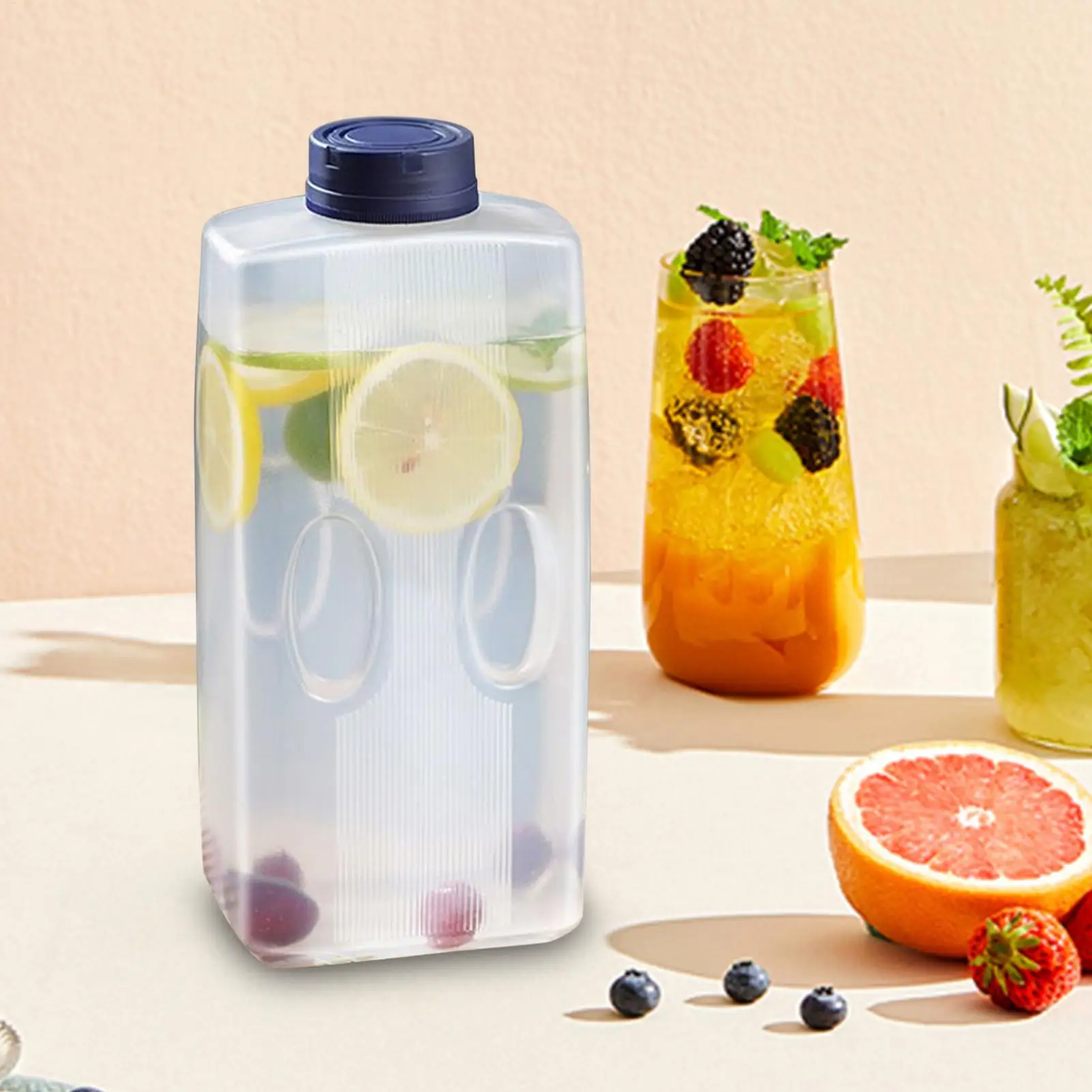 2L Juice Dispenser Leak Proof Beverage Container with Scale Heat Cold Resistant for Tea Coffee Milk Refrigerator Picnic Hiking