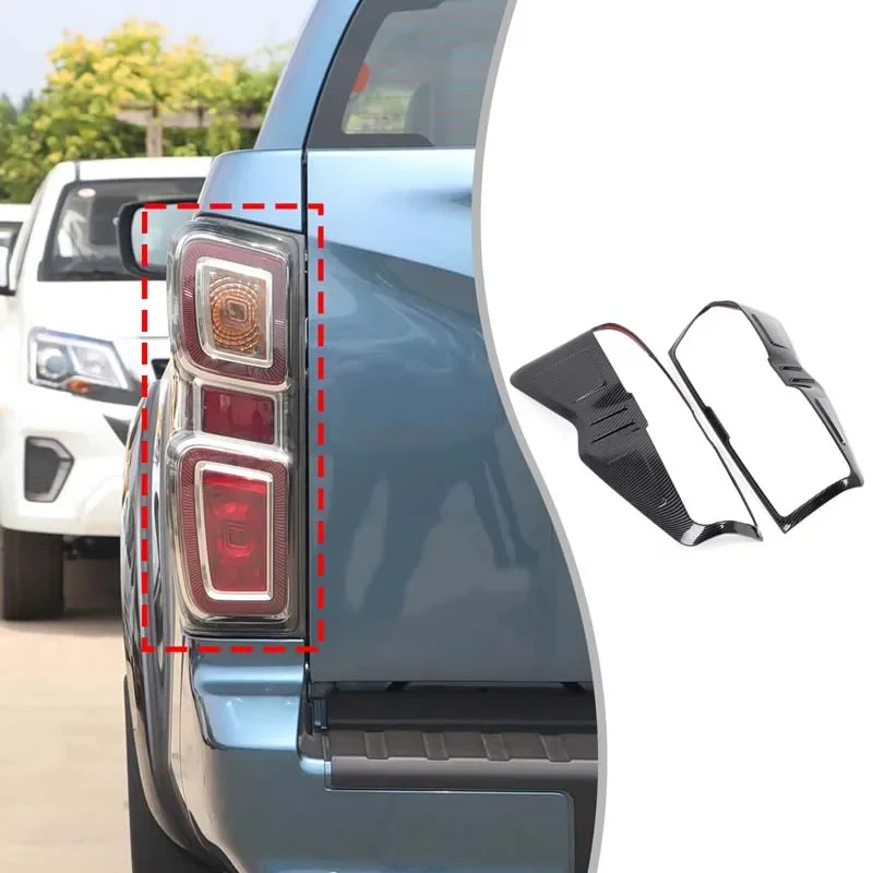2Pcs ABS Carbon Fiber For Isuzu D-MAX 2022-2024 Car rear taillight frame decorative sticker car exterior protection accessories