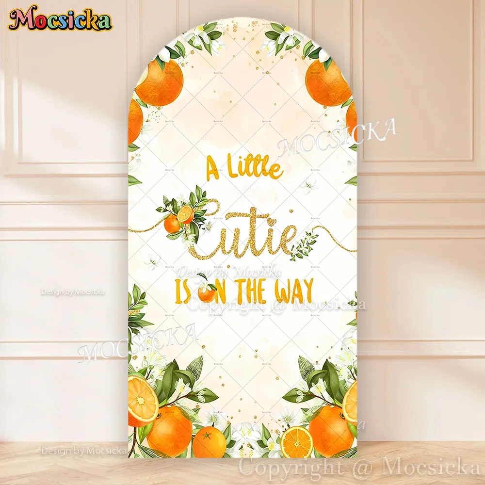 

Фон для фотосъемки Mocsicka A Little Cutie is on the Way: арочный фон с оранжево-зелеными листьями для фотографий мальчиков, девочек и младенцев