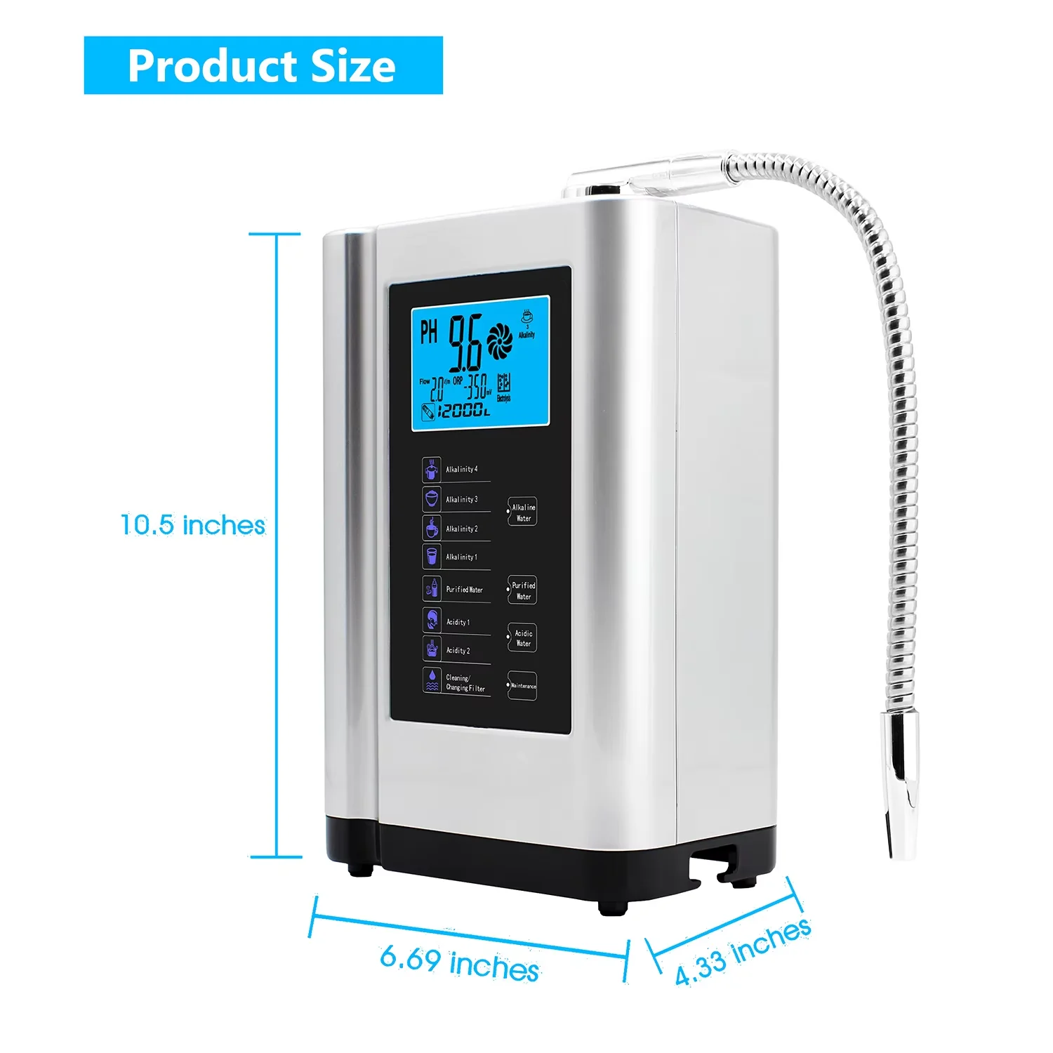 

Self-Cleaning Water Ionizer Purifier, Home Alkaline Water Generator With 7 Water Levels, Easy Installation