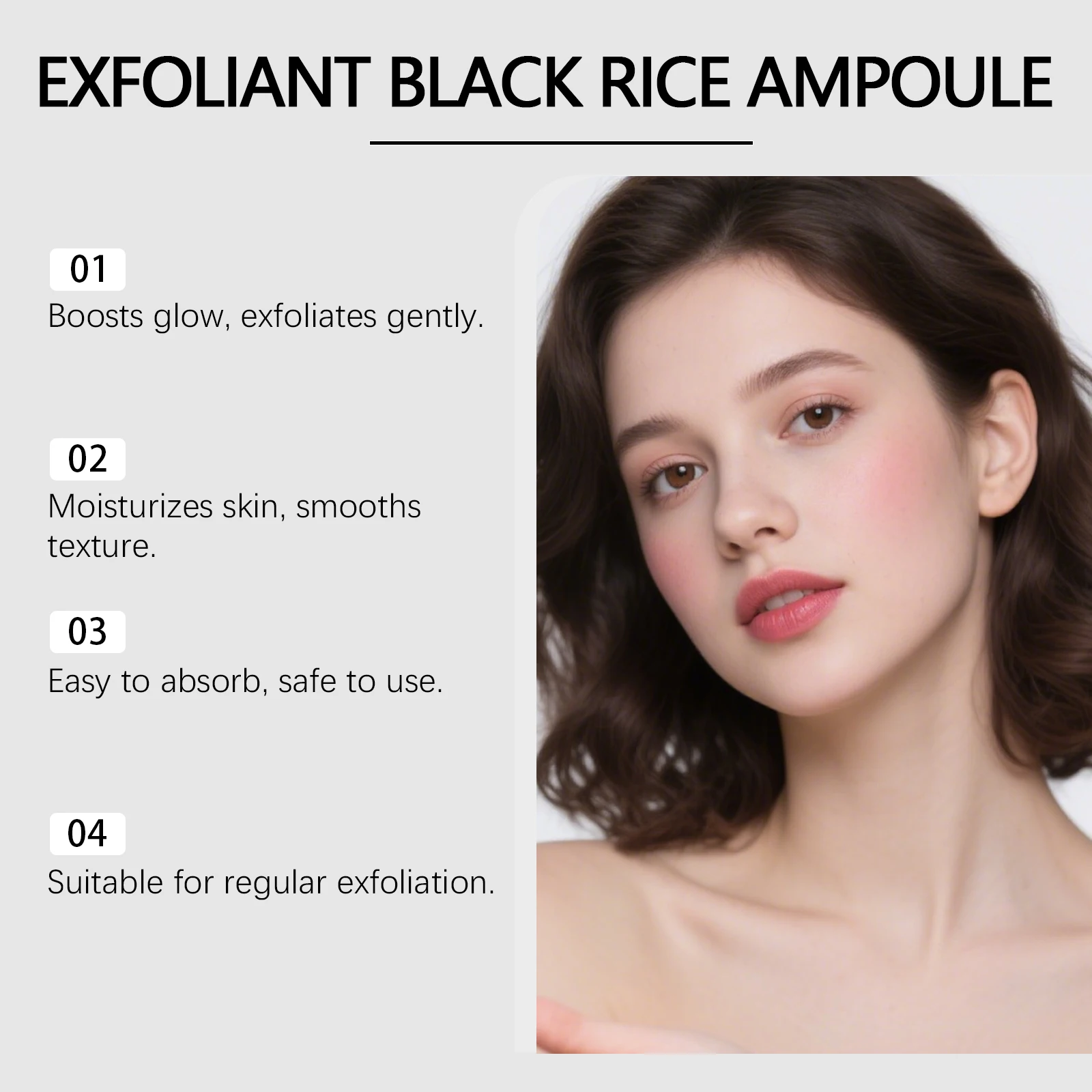 توهج الأرز أمبولة الأرز الأبيض الأسود مقشر للوجه الجسم إزالة الجلد الميت الرؤوس السوداء تجديد المسام تقليل مصل الأرز